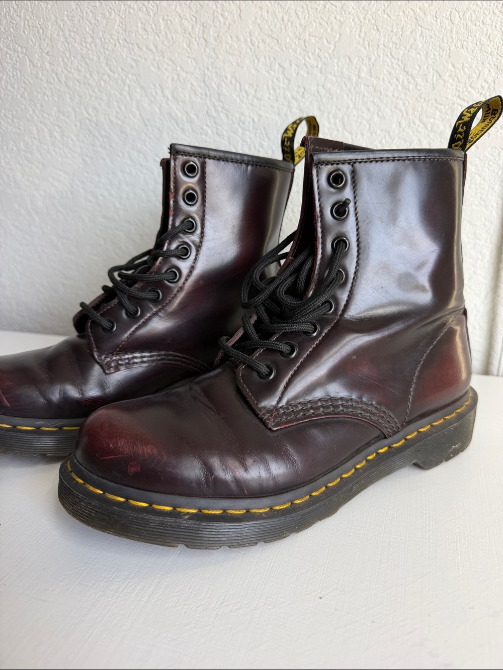 Dr. Martens 8-Eye Leather Boots - Burgundy